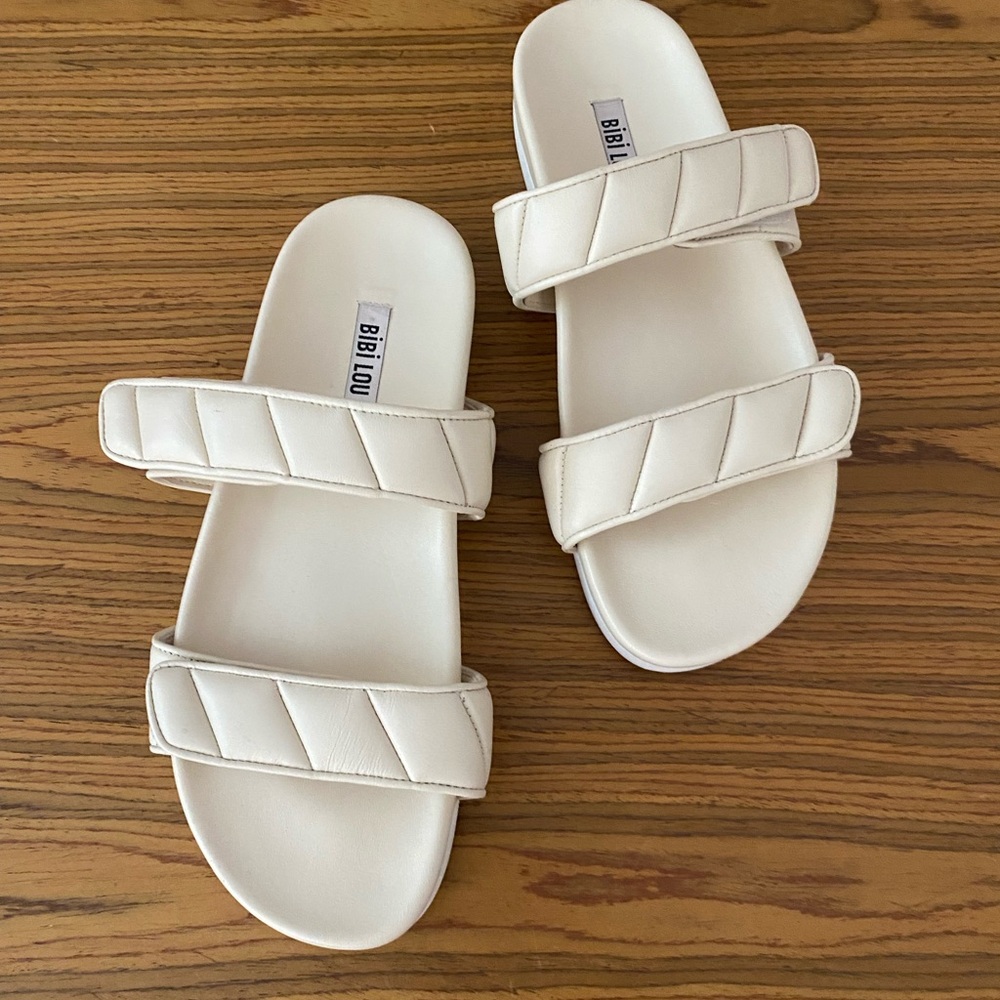 Anthropologie Bibi Lou Cortona Puff-Strap Slide Sandals Sz 9-9.5